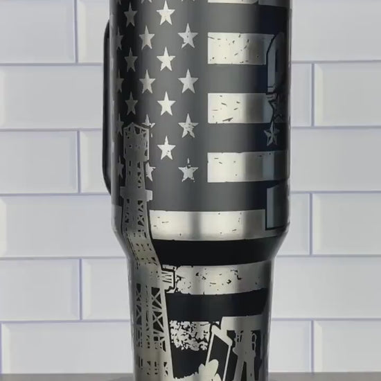 40oz Oil Field Themed Tumbler, Stanley Quencher and Stanley Dupe,
