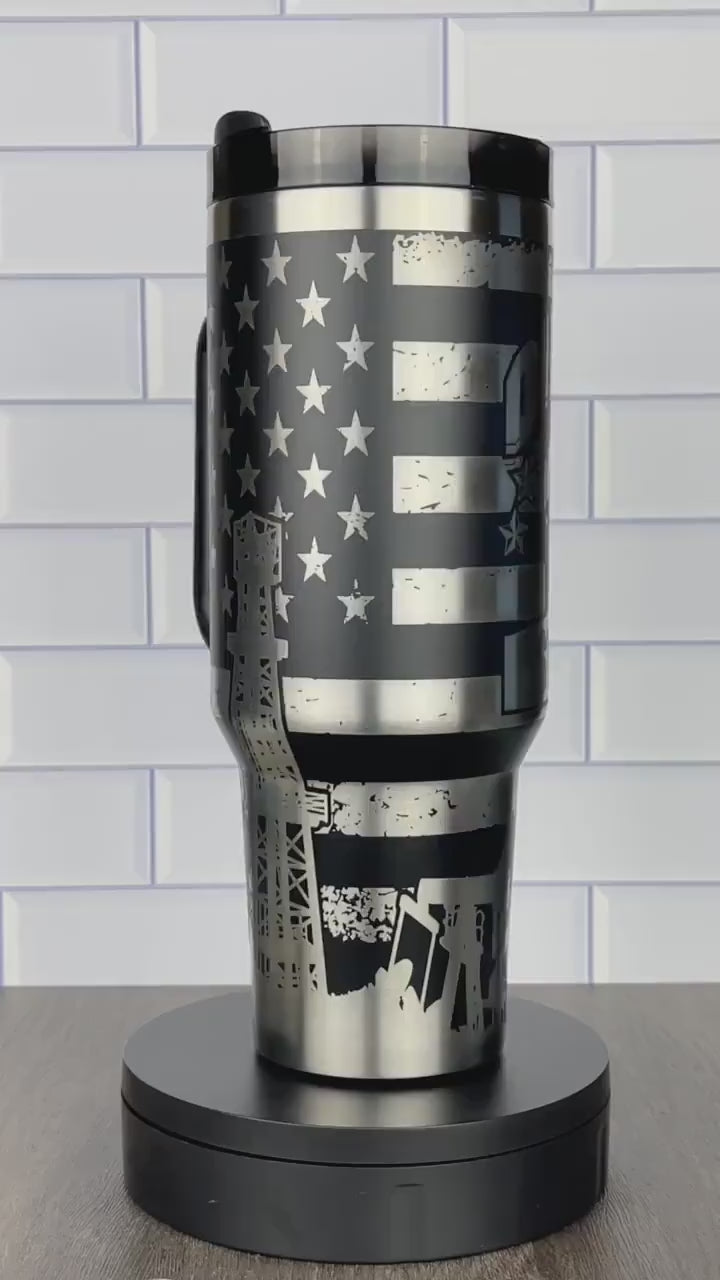 40oz Oil Field Themed Tumbler, Stanley Quencher and Stanley Dupe,