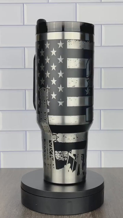 40oz Oil Field Themed Tumbler, Stanley Quencher and Stanley Dupe,