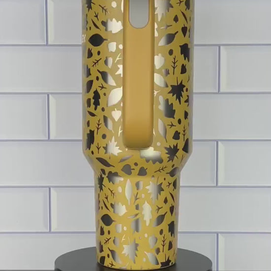 40oz Autumn Stanley Quencher Tumbler Fall 360 Wrap Design, Laser Engraved Gift for Her Stanley TikTok Cup