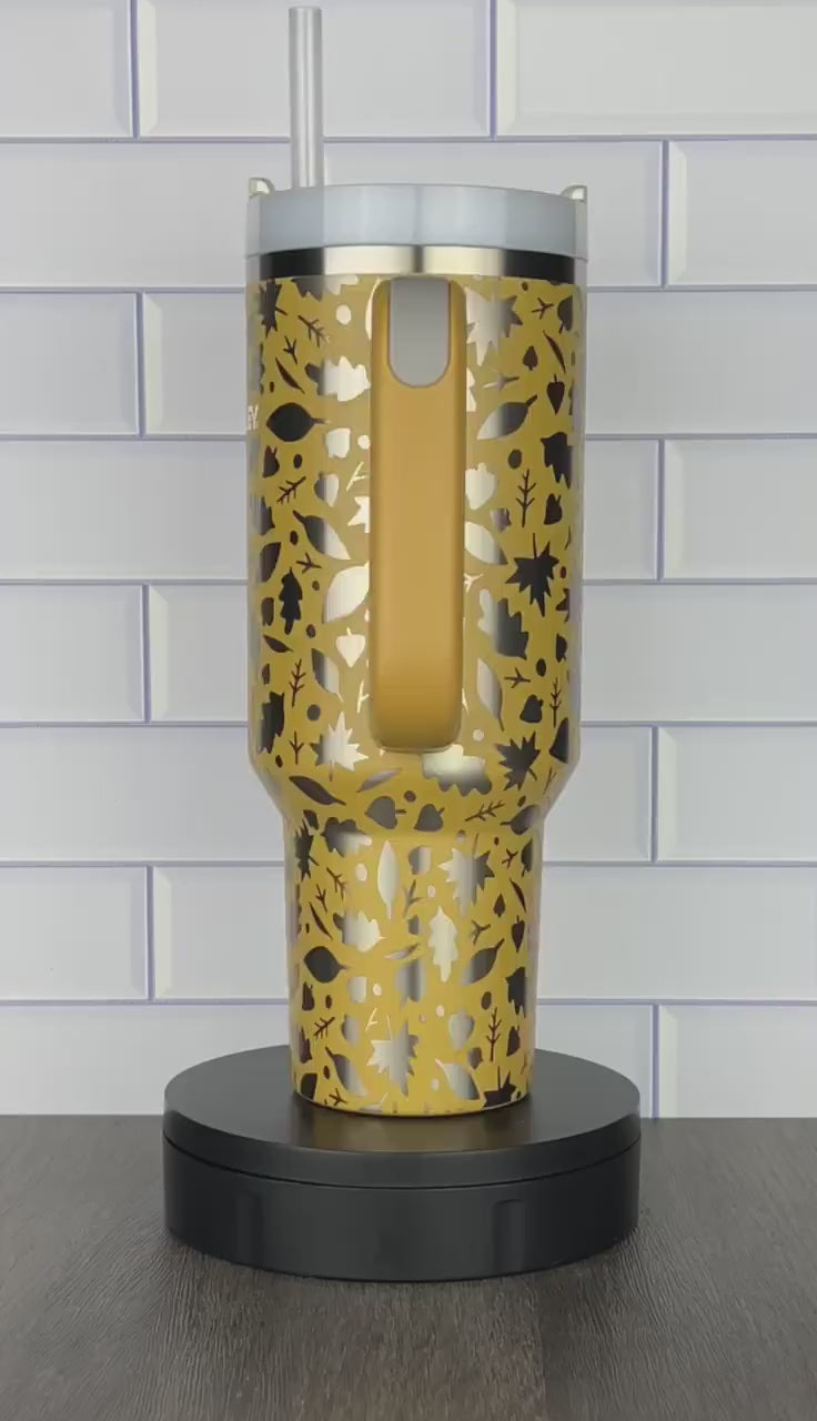 40oz Autumn Stanley Quencher Tumbler Fall 360 Wrap Design, Laser Engraved Gift for Her Stanley TikTok Cup