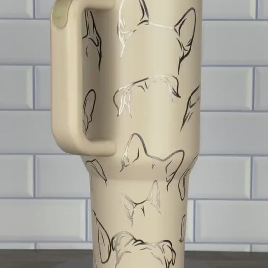 Dog Lover Tumbler, Dog Ears, Custom Laser Engraved Dog Gift, Stanley and Dupe Options Gift for Veterinarian