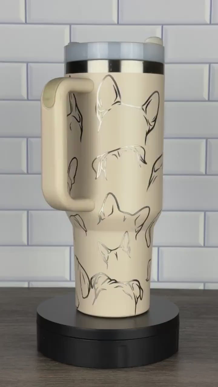 Dog Lover Tumbler, Dog Ears, Custom Laser Engraved Dog Gift, Stanley and Dupe Options Gift for Veterinarian