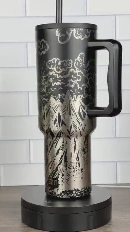 Engraved 40oz Simple Modern Trek Tumbler Nature Themed Design, Mountain Lover Cup, Camping Tumbler