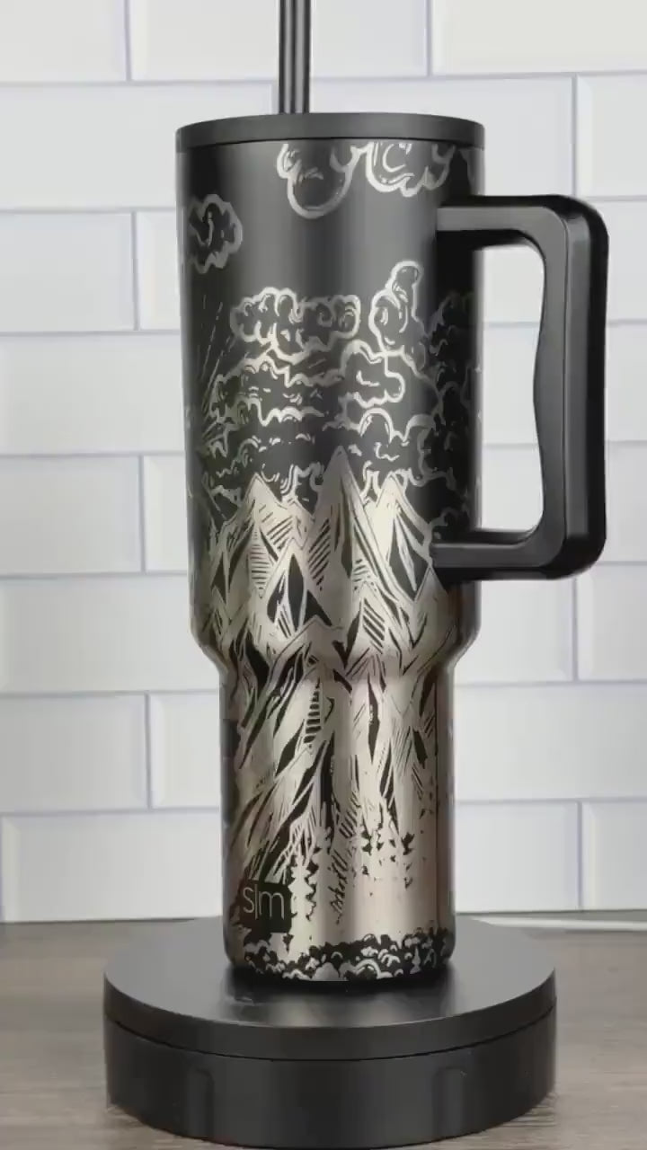 Engraved 40oz Simple Modern Trek Tumbler Nature Themed Design, Mountain Lover Cup, Camping Tumbler