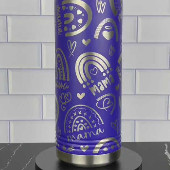 Rainbow Mama 32oz Water Bottle, Laser Engraved, Christmas Gift, Mothers Day Gift