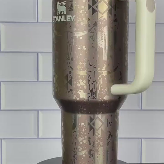 40oz Stanley Quencher Tumbler Western Aztec 360 Wrap Design, Laser Engraved Gift for Her Stanley TikTok Cup